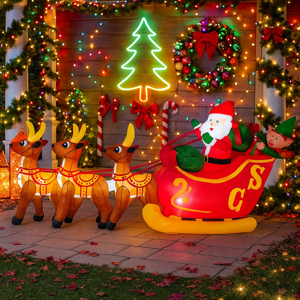 3.6 متر/11.8FT نفخ الرنة سانتا مزلقة الفرح أضواء LED ساحة المنزل لوازم عيد الميلاد في الهواء الطلق حفلة الدعامة عطلة الإضاءة ديكور