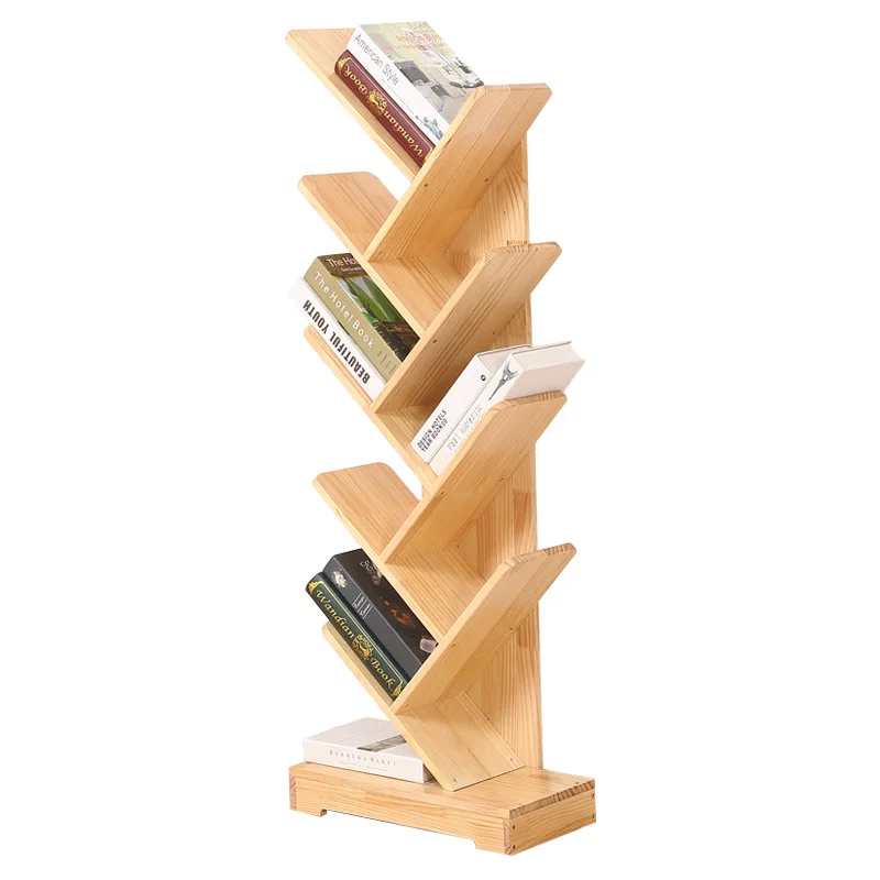 

Creative tree-shaped bookshelf shelf floor-to-ceiling children's bookshelf e****mical study living room corner solid wood
