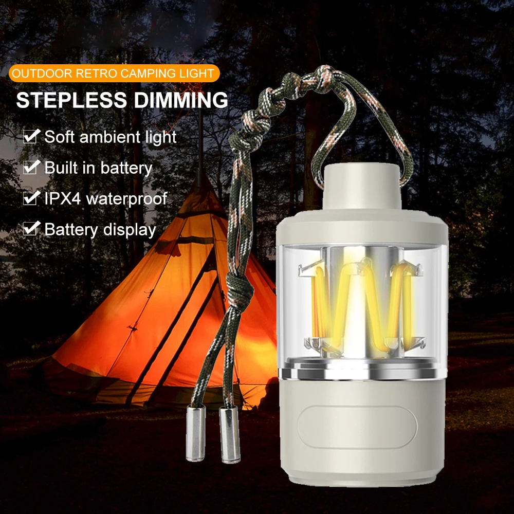 

FUNNYDEER KXK-808 COB XPG LED Camp Light 180LM IPX4 Waterproof Lamp Battery Display White Warm Natural Light Stepless Dimming