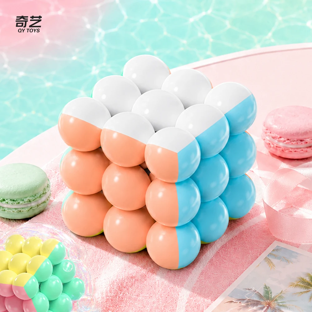 QiYi 3x3 Bubble Magic Cube, Special Variant Round Bubble Shape Stickerless Puzzle, Fidget Educational Toy for Kids, Ideal Gift