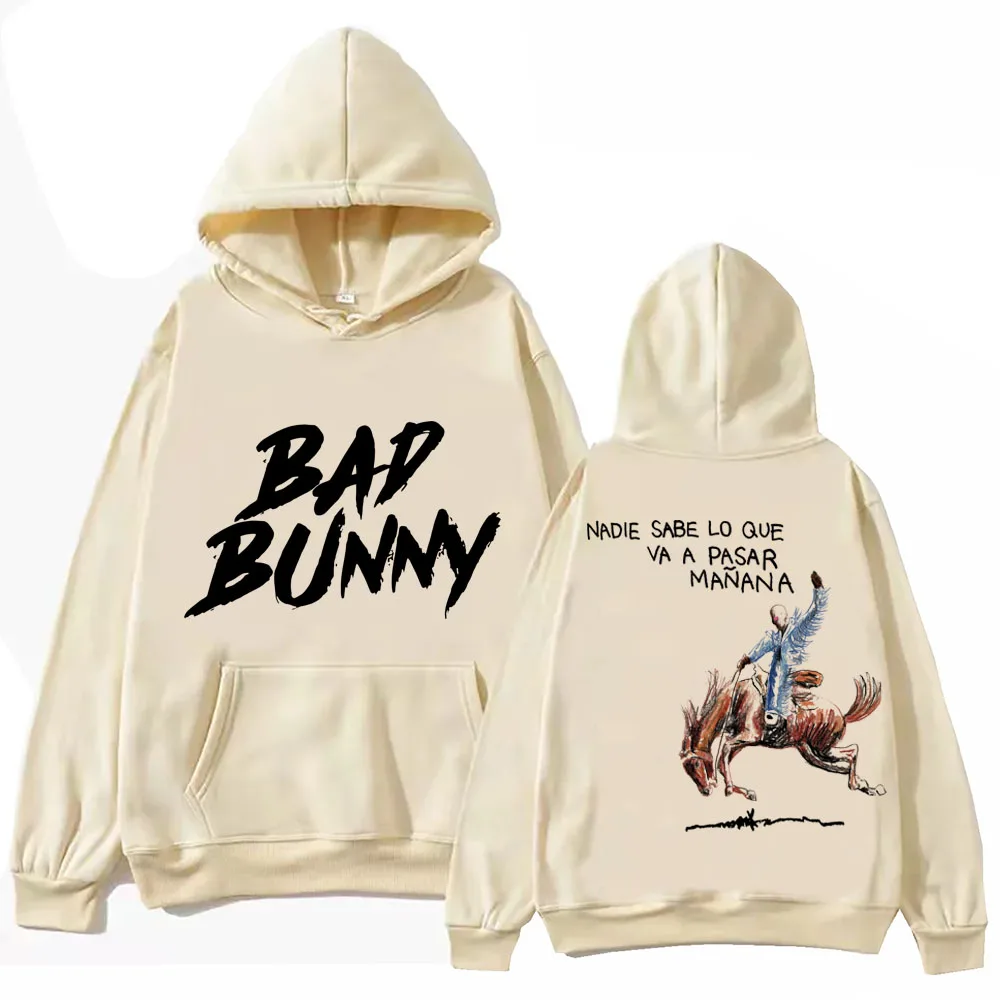 2024 Nadie Sabe Lo Que Va A Pasar Manana Bad Bunny Hoodie Tops Manga Longa Moletom Fãs de Música Presente Primavera Verão Casual