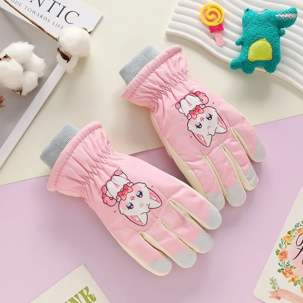 

Лыжные перчатки с милым медведем, плюшевые водонепроницаемые велосипедные варежки, ветрозащитные ветрозащитные морозостойкие перчатки с сенсорным экраном, осень и зима