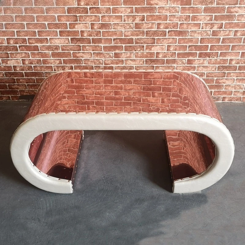 

Aluminum leather metal rivet coffee table LOFT industrial style personalized living room