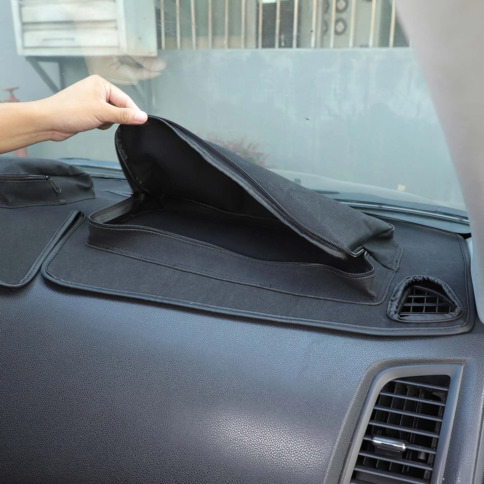 

Suetlcoity For Mitsubishi ASX 2011-2018 Car Dashboard Sunscreen Pad with Zipper Storage Bag Interior Car Accessories