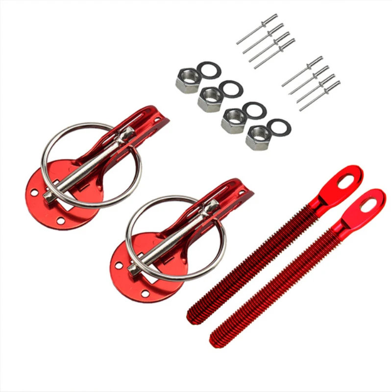 Universal Car Bonnet Lock Kit Aluminum Alloy Mount Hood Pin Car Styling Tunning Lock Kit Down Hood Lock Latch Pins Accessaries