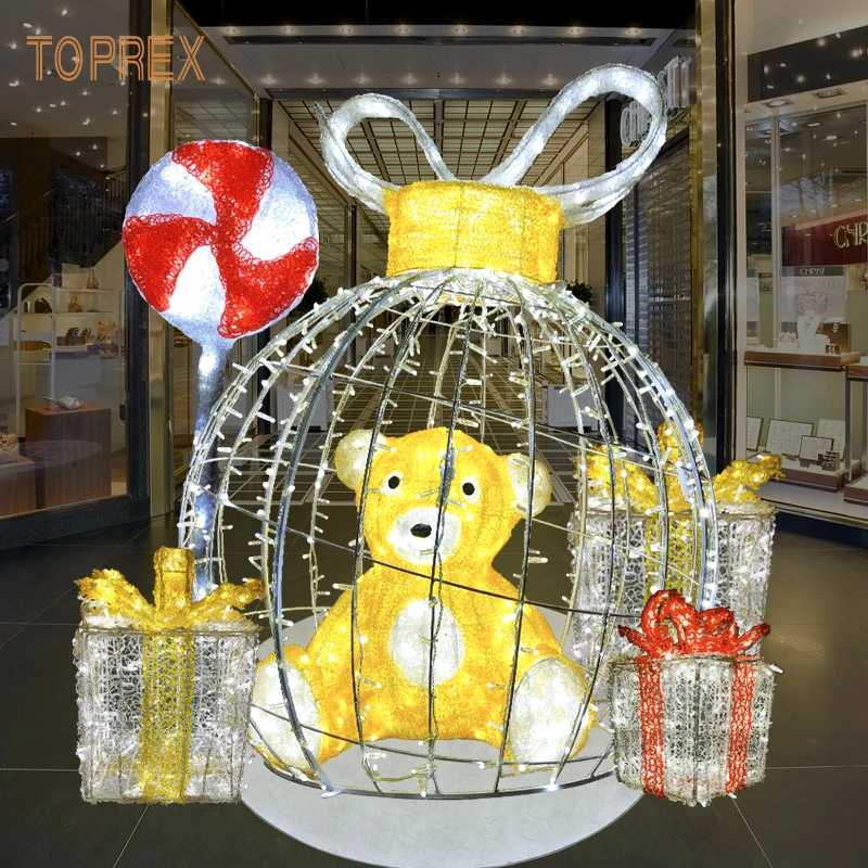 110v 220v 24v event holiday decoration outdoor waterproof 3D light bear ball lighted up christmas ball For Lighting Display