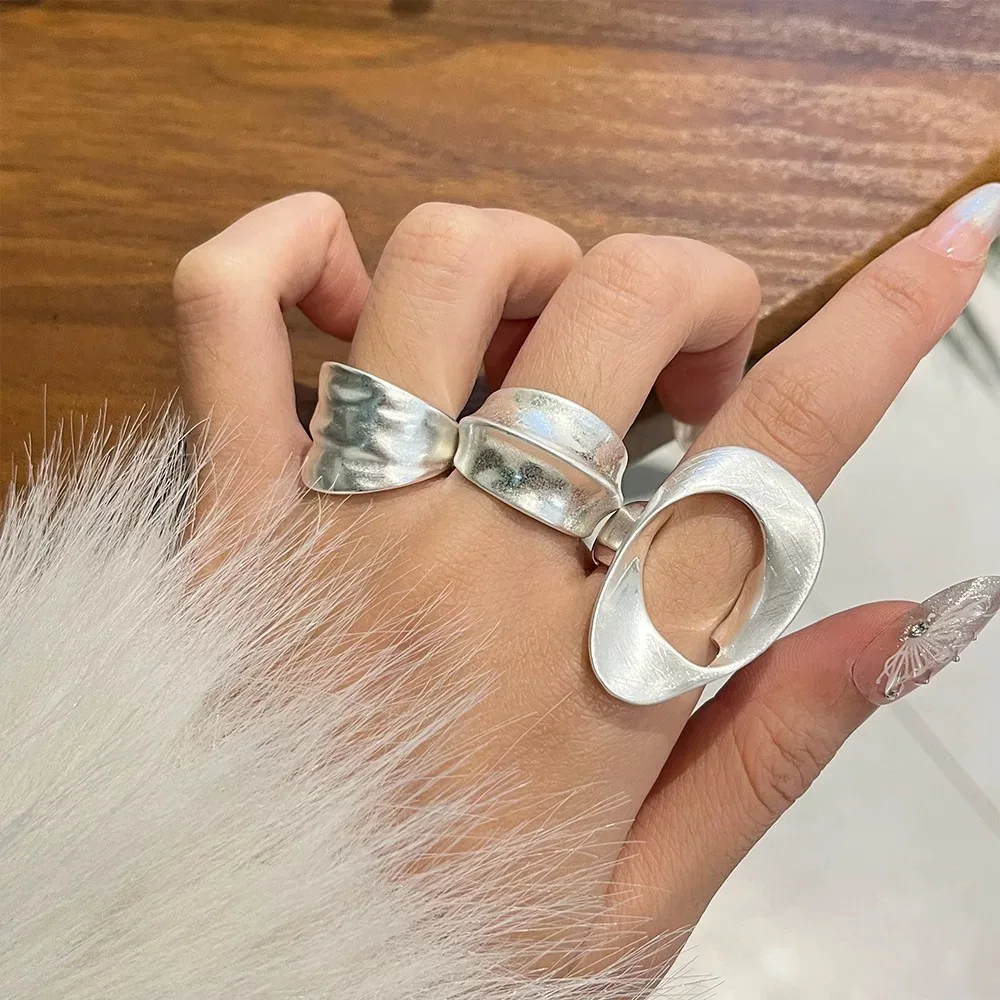Women's 925 Silver Adjustable White Circle Hollow Ring, Elegant Gift