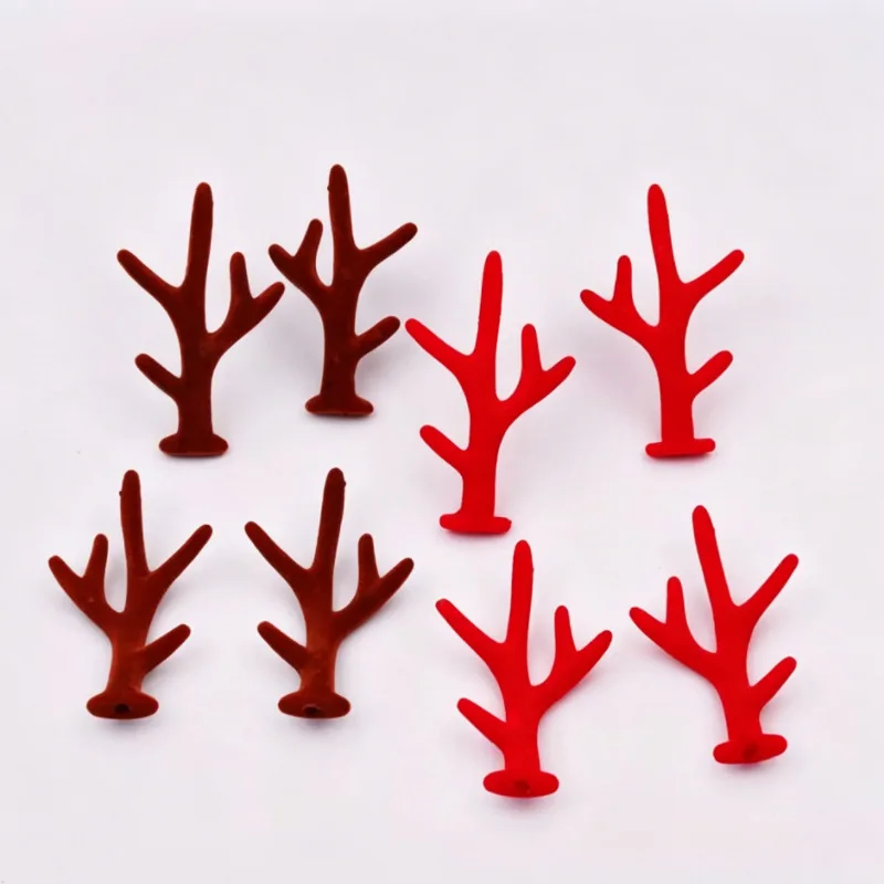 Christmas Reindeer Antlers, Flocked Antler Hair Clips and Headband Decorations, DIY Craft Accessories, Double-Sided Plush Ears