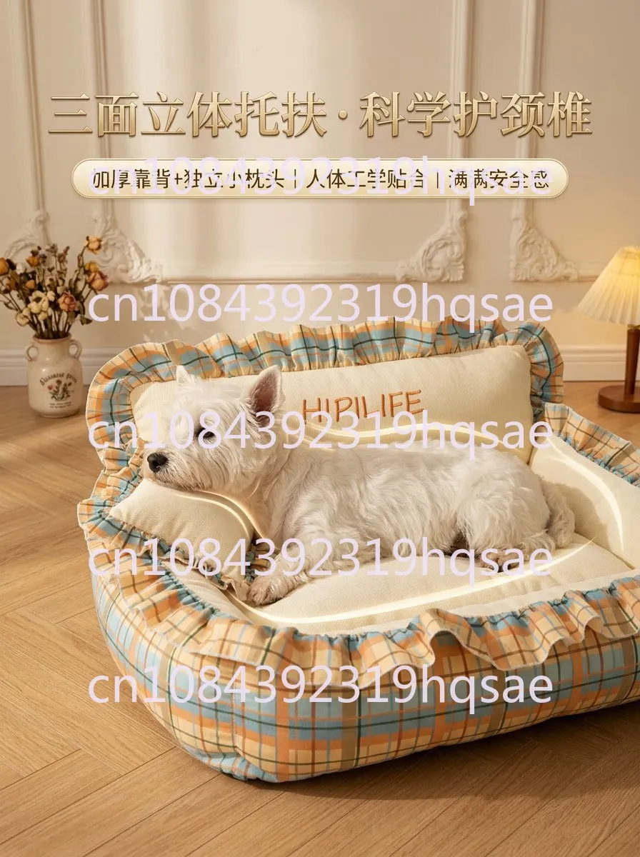 Dog's Nest Four Seasons Universal French Retro Princess Style Sofa Square Nest Small Dog Teddy Bear Thickened Warmth Deep Sleep