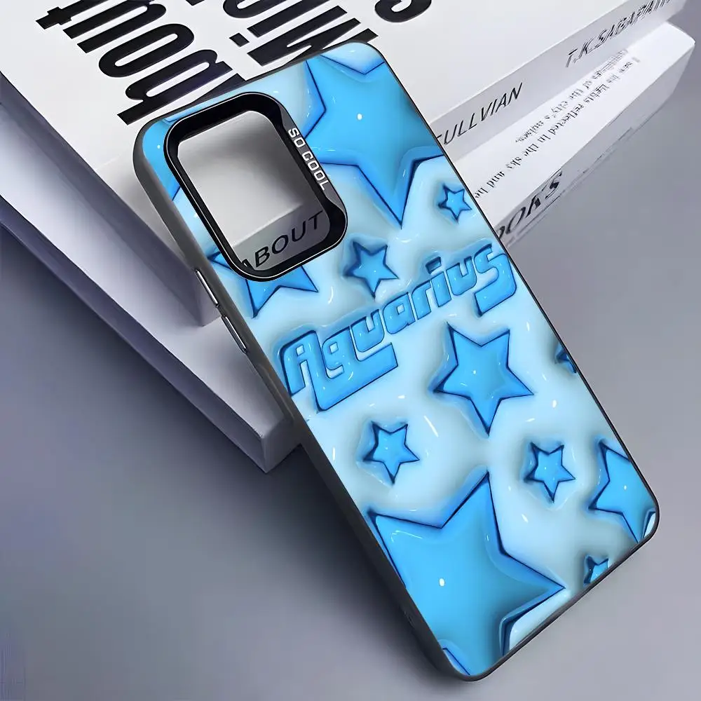 Zodiac Sign Aquarius Phone Case for Samsung Galaxy A57 56 55 54 52 37 36 35 34 27 26 25 17 16 5G Colorful Silver Cover