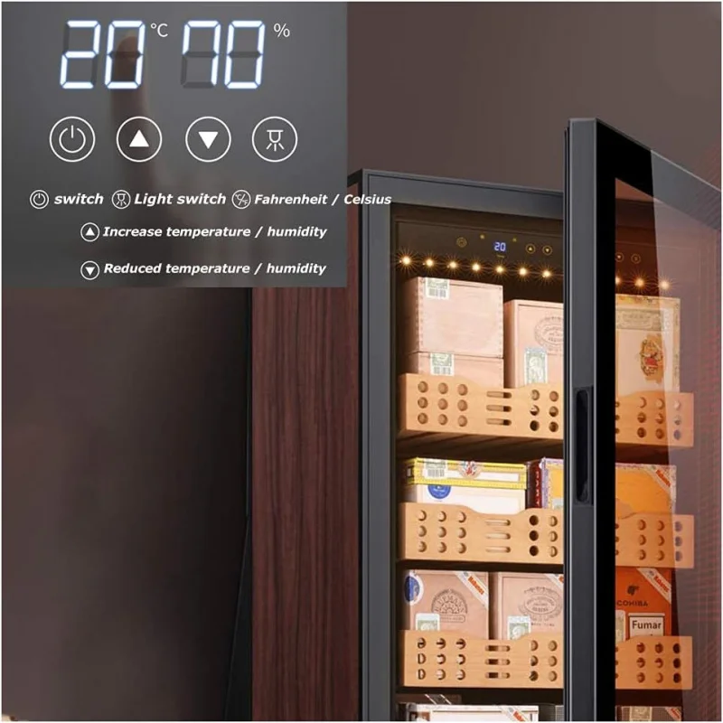 Custom.1800 قطعة خزانة السيجار الكبيرة شاشة ديجيتال رفوف خشب الأرز ضاغط السيجار مخزن خزائن السيجار التجارية