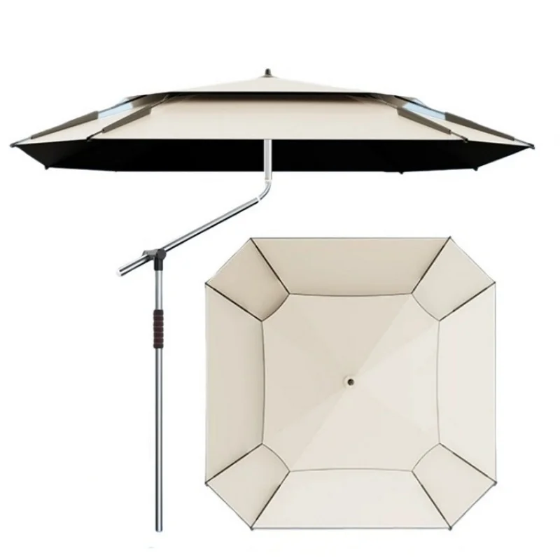 2027 Wholesale Aluminum Alloy Fishing Umbrella 2.0M 2.6M Rectangular Sunshade Portable Outdoor Camping Beach UV Windproof Foldab