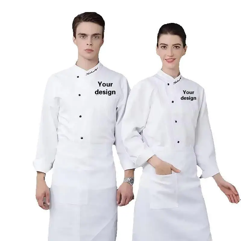 Men's Chef Uniform Custom Logo Summer Long Sleeved Personalized Embroidery Printed Pattern Catering Service Kitchen Jacket Top