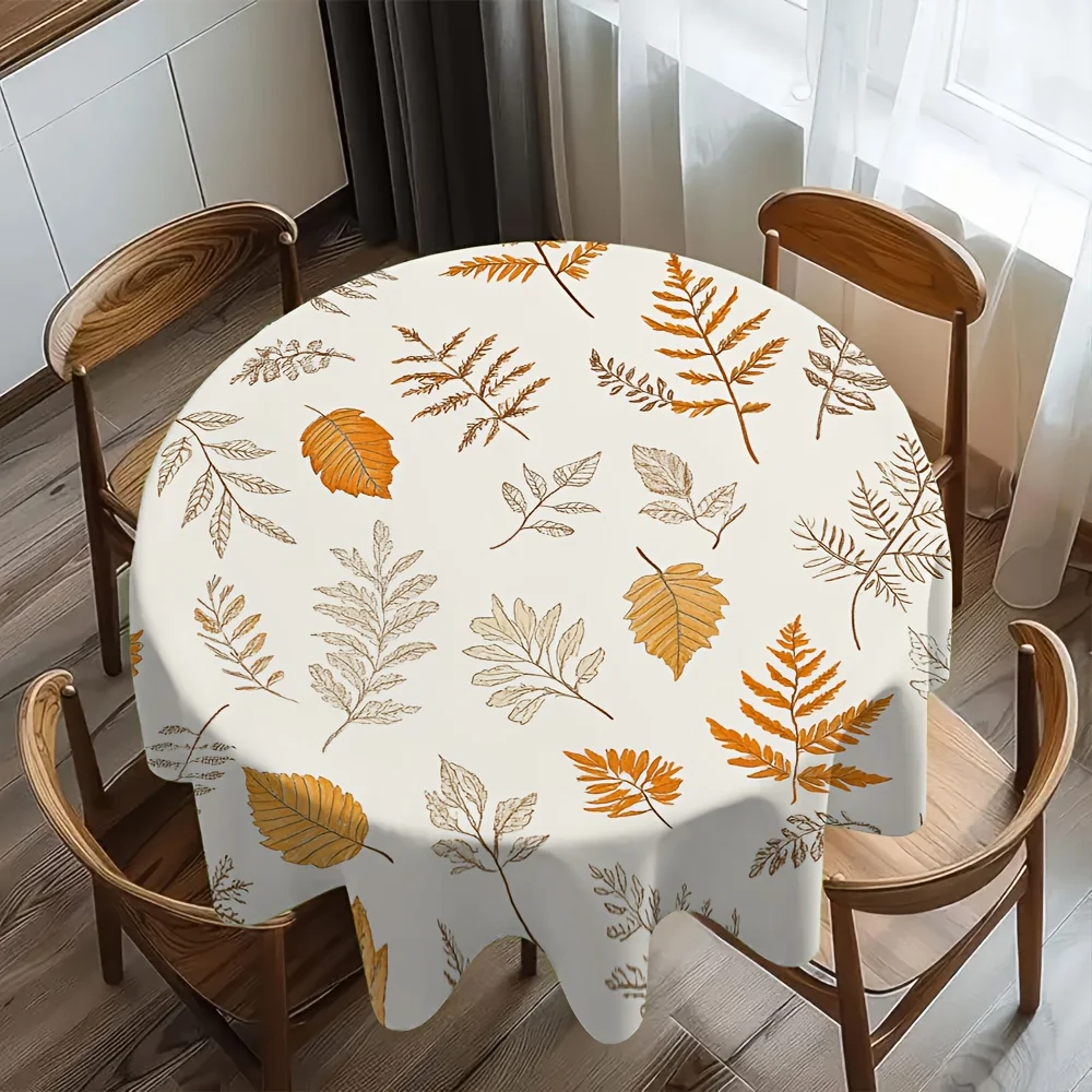 One autumn leaf harmonious round tablecloth design, adding an atmosphere to the cozy restaurantzyc