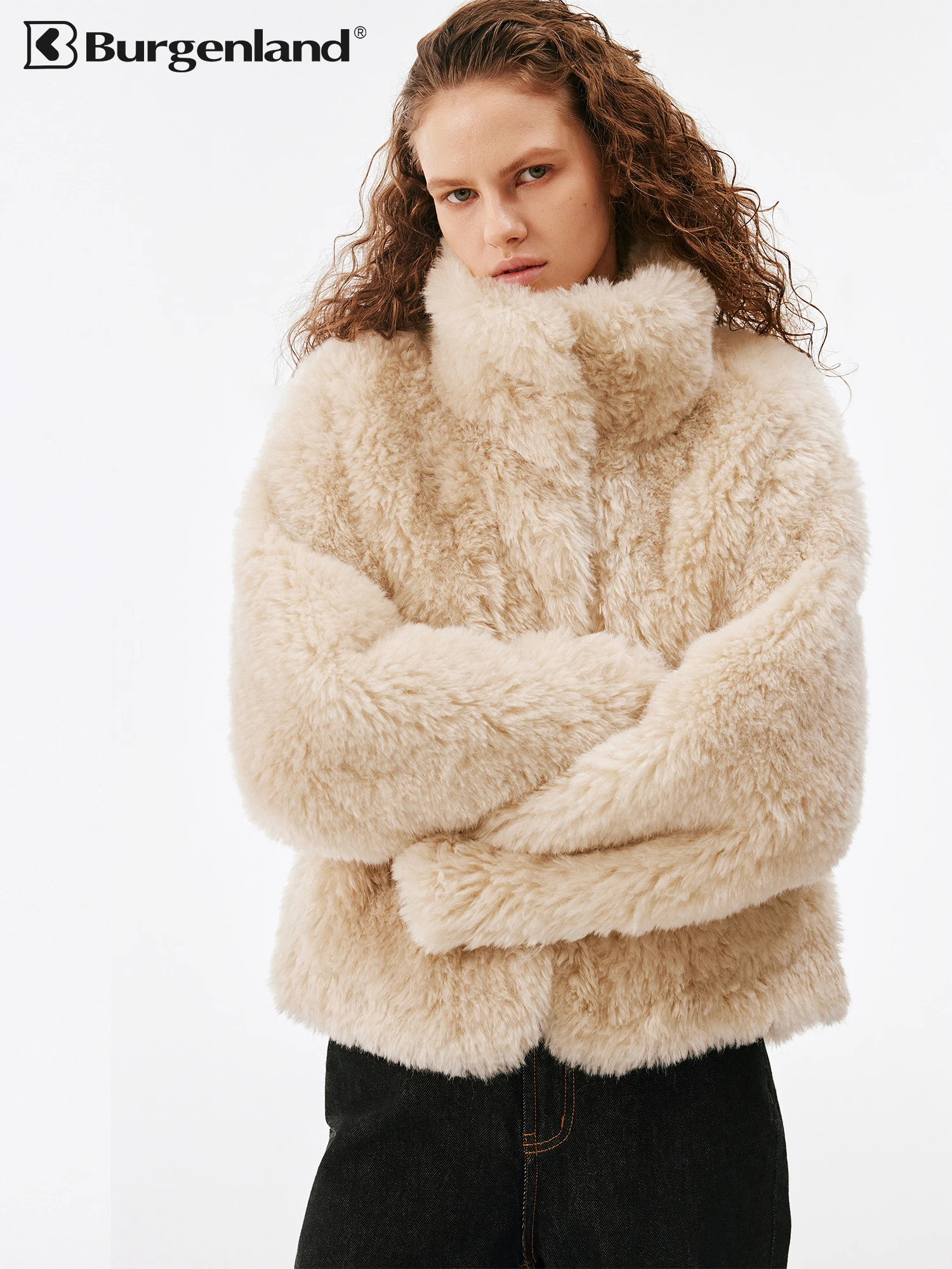 Warmth-Bound Casual Short-Fur Trimmed Soft Smooth Loose Women's Jacket BURGENLAND Eco-Friendly Simulated Mink Coat
