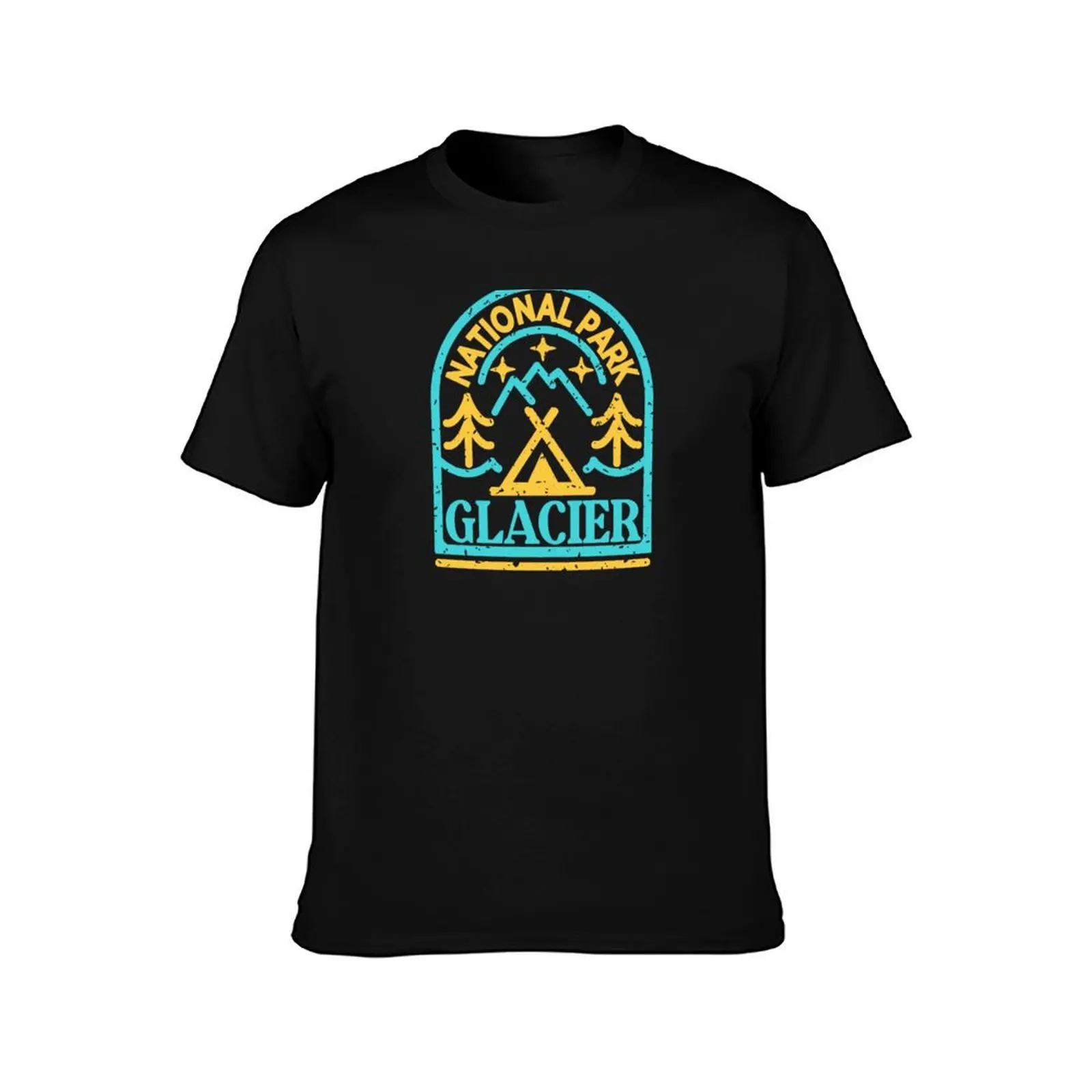 Glacier national park monoline T-Shirt Summer Casual Cotton Tee Oversized Streetwear Tops Vintage Graphic Print 100% Cotton