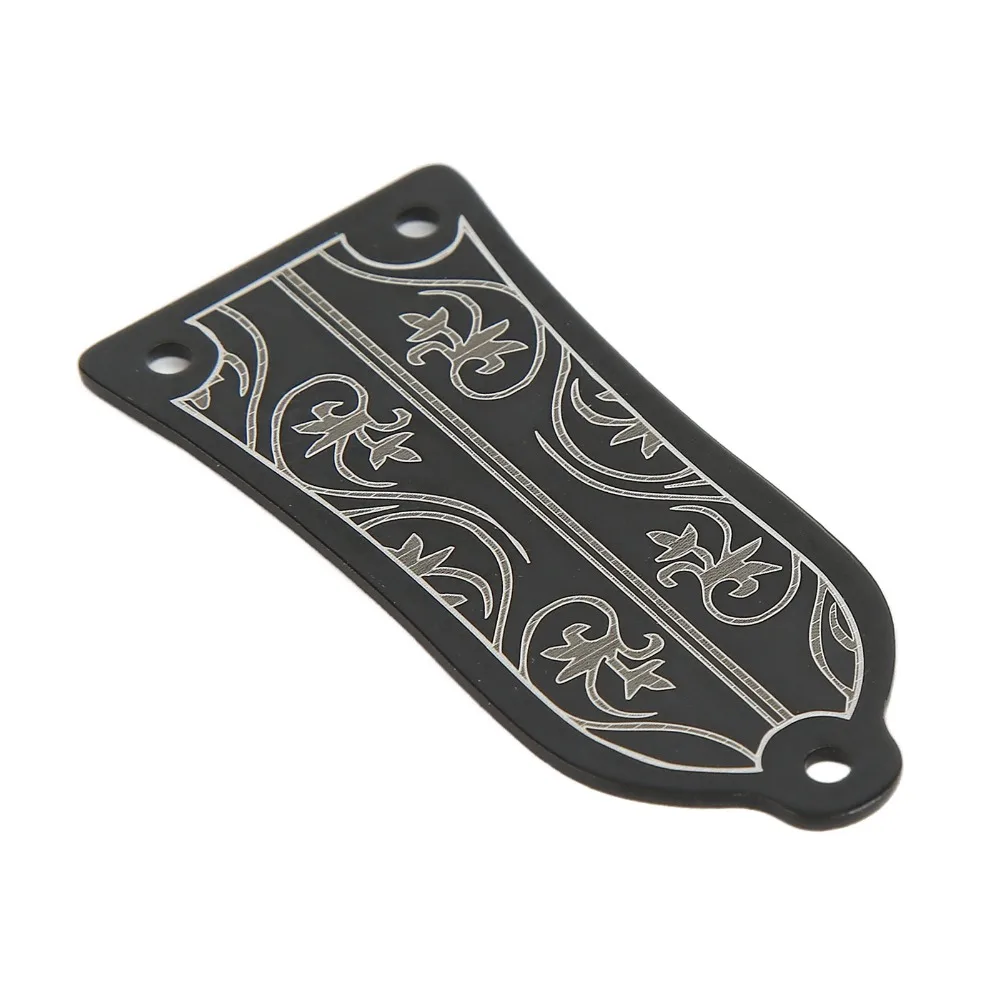 ​Black ​Truss Rod Cover​ With Screws ​Bell-Shaped​ ​Metal Cover Plate​ ​Flower Pattern​ ​Guitar Truss Rod Cover​