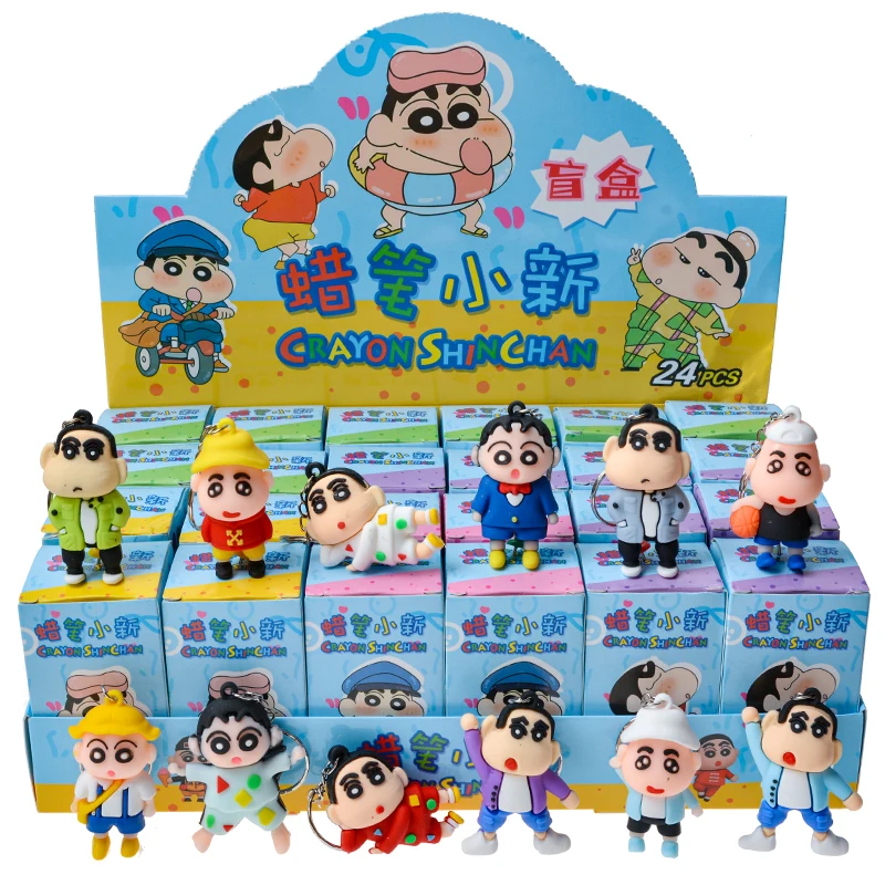 24Pcs/Set Crayon Shin Chan Blind Box Action Figure Model Doll Toy Keychain Decorative Pendant Toy For Children\'s Christmas Gift