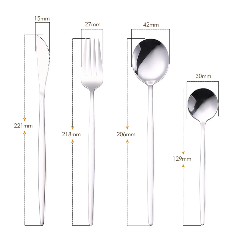 Stainless Steel Western Cutlery Set, Steak Knife, Fork and Spoon Set, Flat Kitchen Tableware, High Quality Tableware