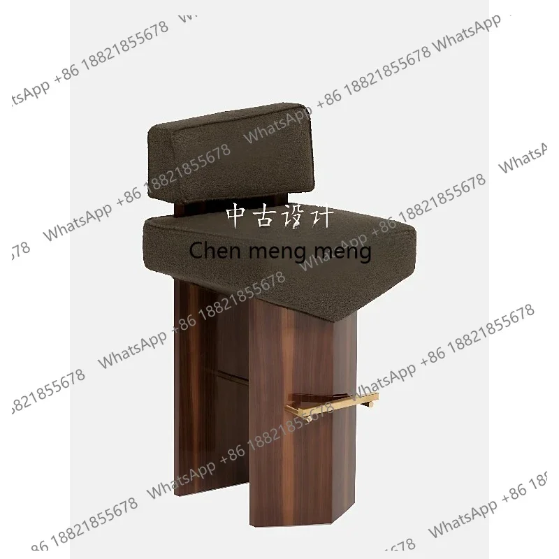 Medieval style designer home solid wood high chair creative light luxury style living room bar chair