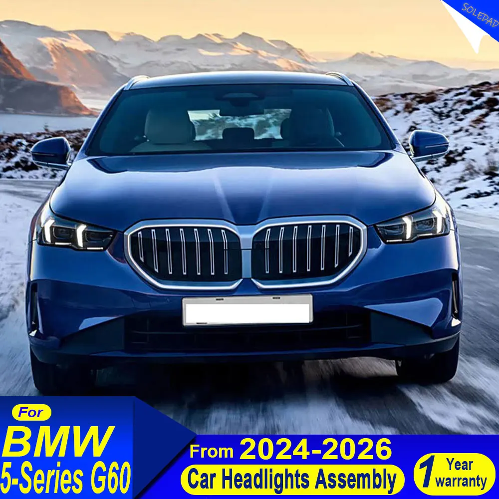 Car LED Headlight Assembly for BMW 5 Series G60 2024 2025 2026 Projector Lens Start Animation Dual-color DRL Plug and Play