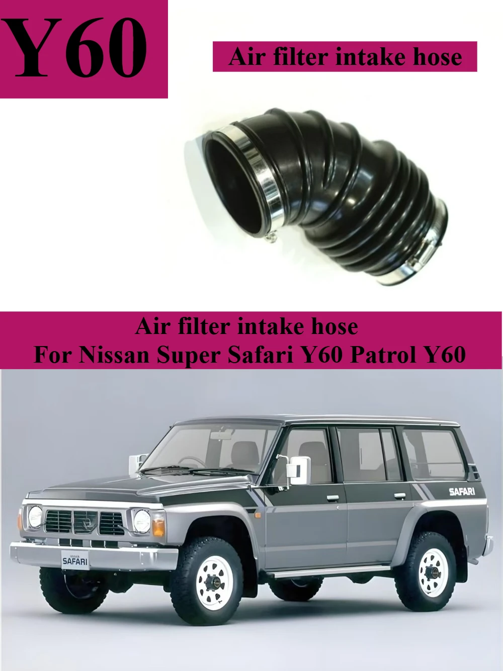 

For Nissan Super Safari Y60 TB42E Patrol Y60 TB42E air filter intake hose: Air filter to throttle body bellows connector