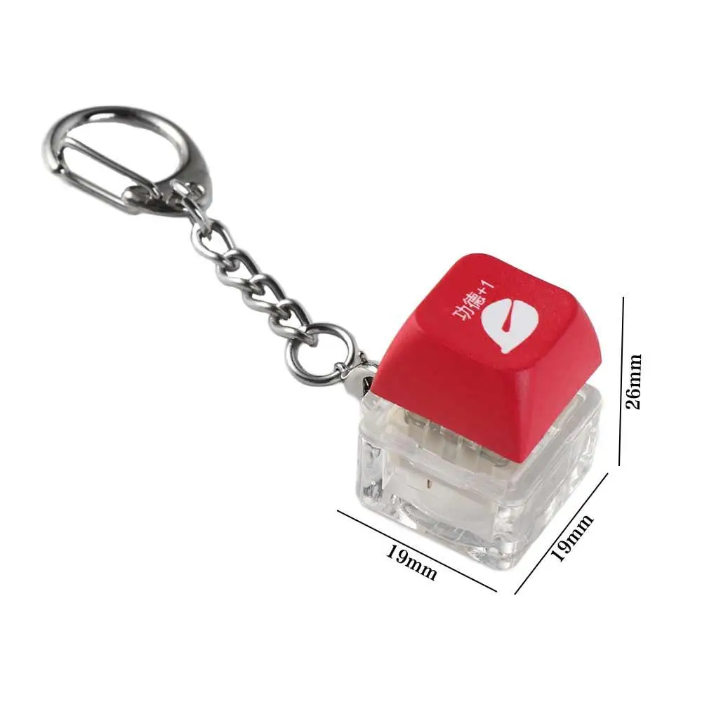 LED Wooden Fish Keyboard Keychain Wooden Fish ABS Mechanical Keyboard Key Chain Keyboard Button Colorful