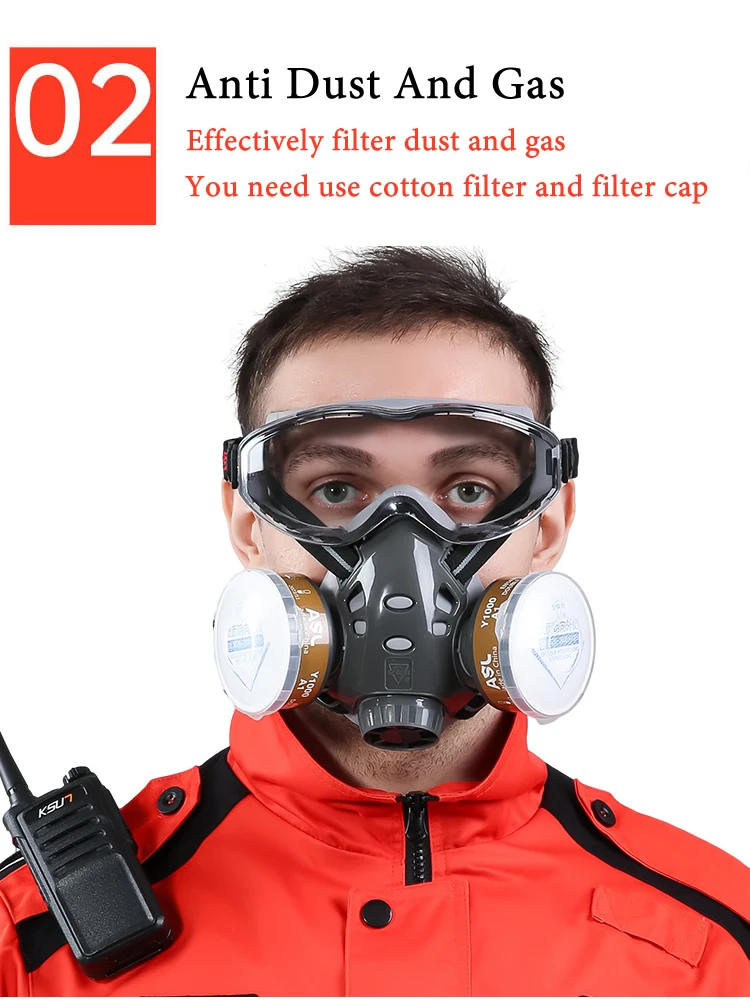 Anti-Volcanic Ash New Gas Respirator Safety Glasses Dust Mask Self Dual Filtering  For Spraying Painting Polishing Work Safety