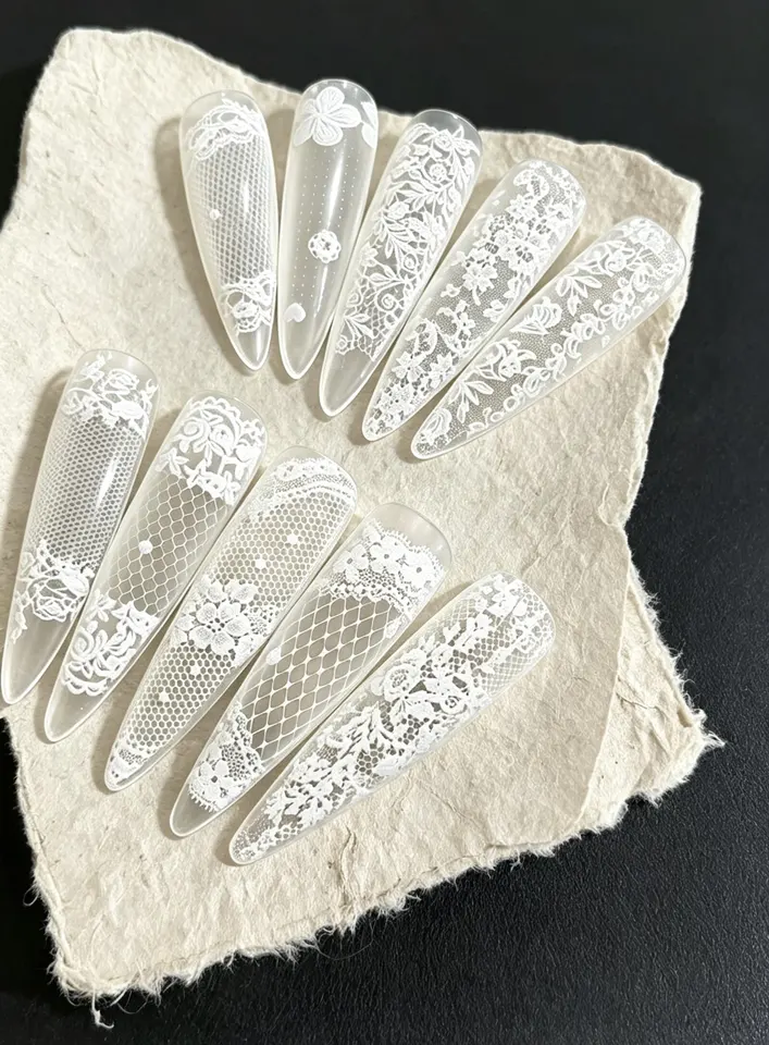 Papel de transferencia de uñas con patrón de encaje retro en 10 sets para decoración de uñas DIY 3