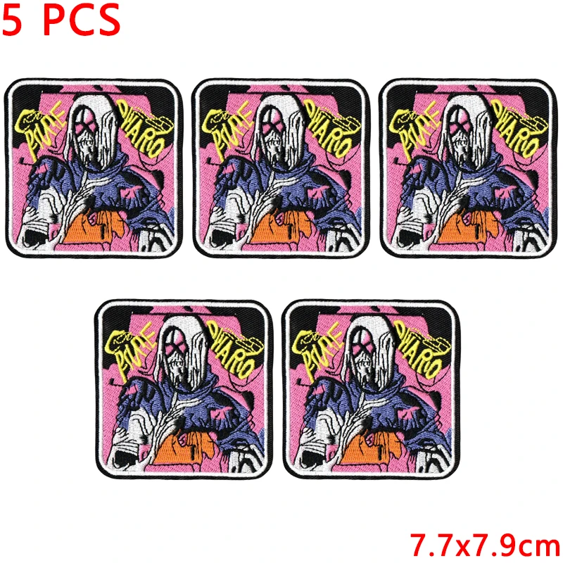 5 pcs/let Horror Movie Patch Punk Skull Embroidery Patch Iron On Patches For Clothing Thermoadhesive Patches On Clothes Stickers