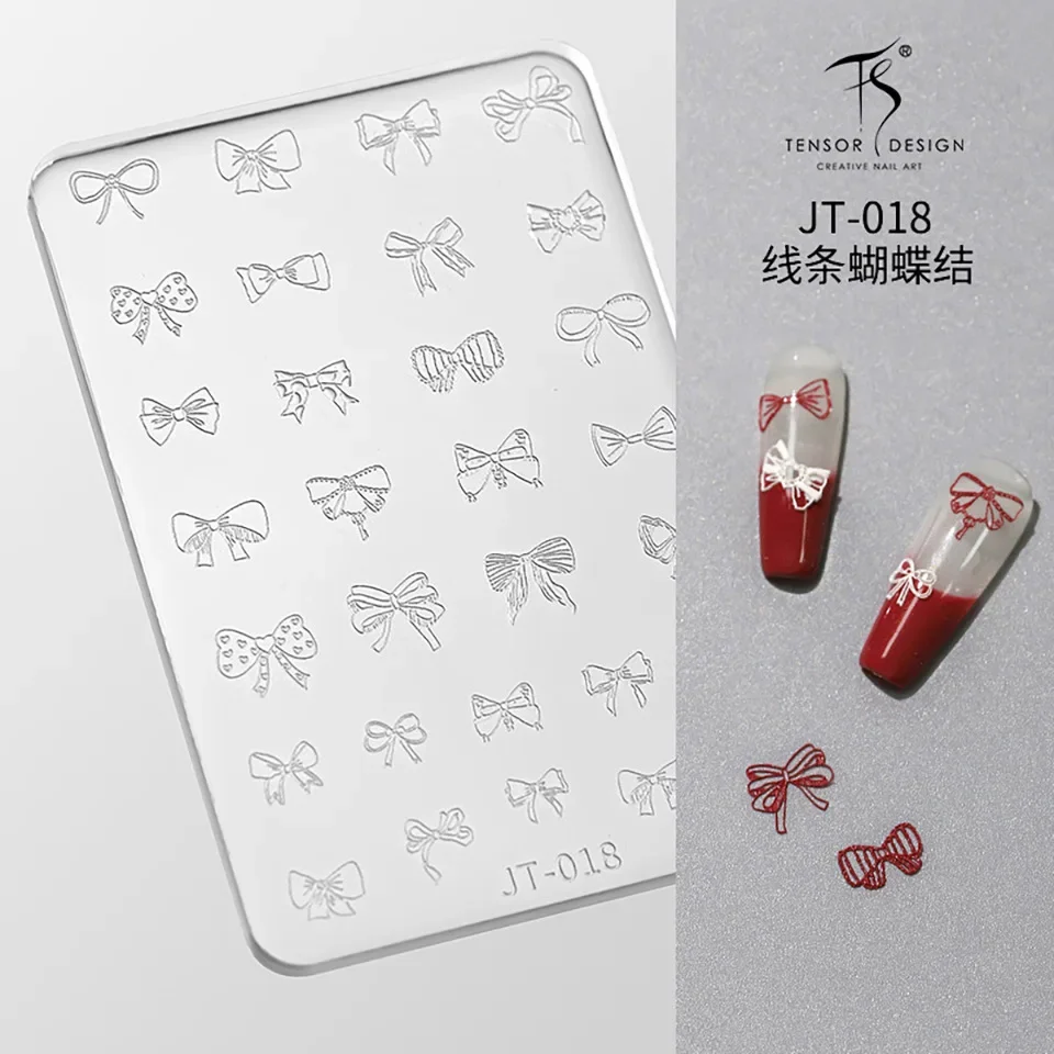 مضحك لطيف العين Bowknot ربطة القوس فيونكة دانتيل الشريط ستار الحب القلب زهرة قذيفة ندفة الثلج رسومات أظافر سيليكون نحت قالب قالب القالب