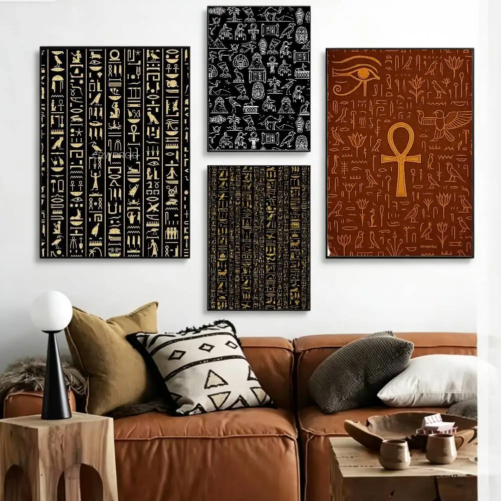 

COOL A-Ancient Egypt hieroglyph Poster HD Self Adhesive Waterproof Wall Art Ideal for Home Office Dorm Gift