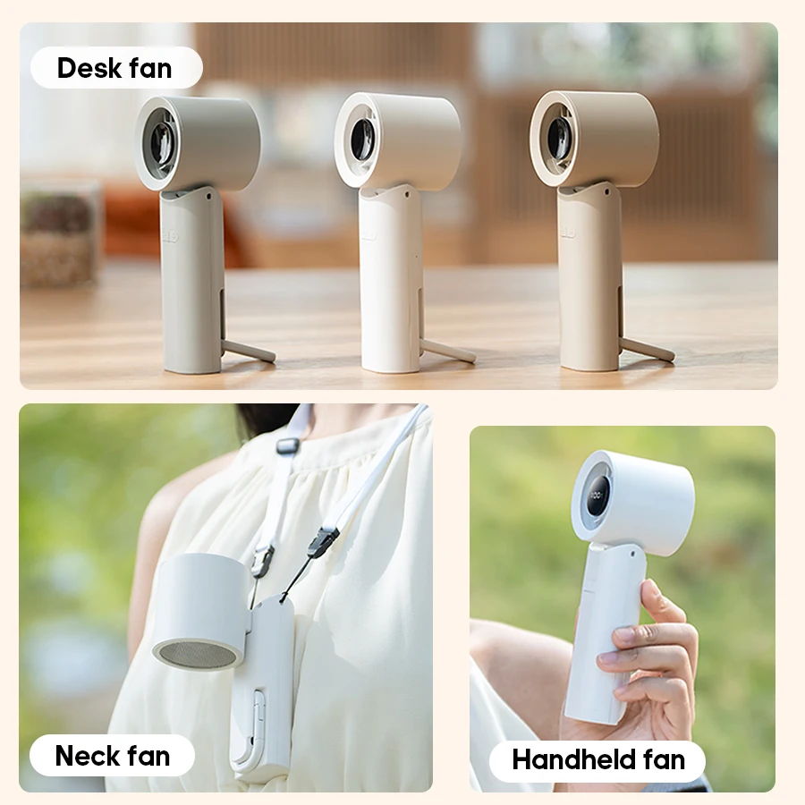 Foldable Cooling Fan Rechargeable 2000mAh Portable Student Handheld Fan 100 Speed Turbo Fan w/ Drawer Type Carabiner & Display