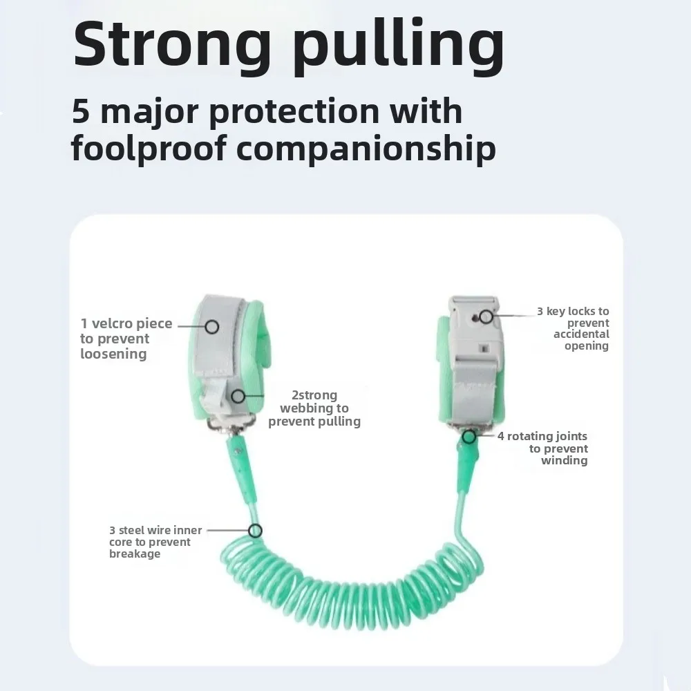 حبل جر للأطفال من أسلاك الفولاذ قابل للتنفس وقابل للتعديل ومضاد للفقدان وحزام معصم ناعم ومريح #4