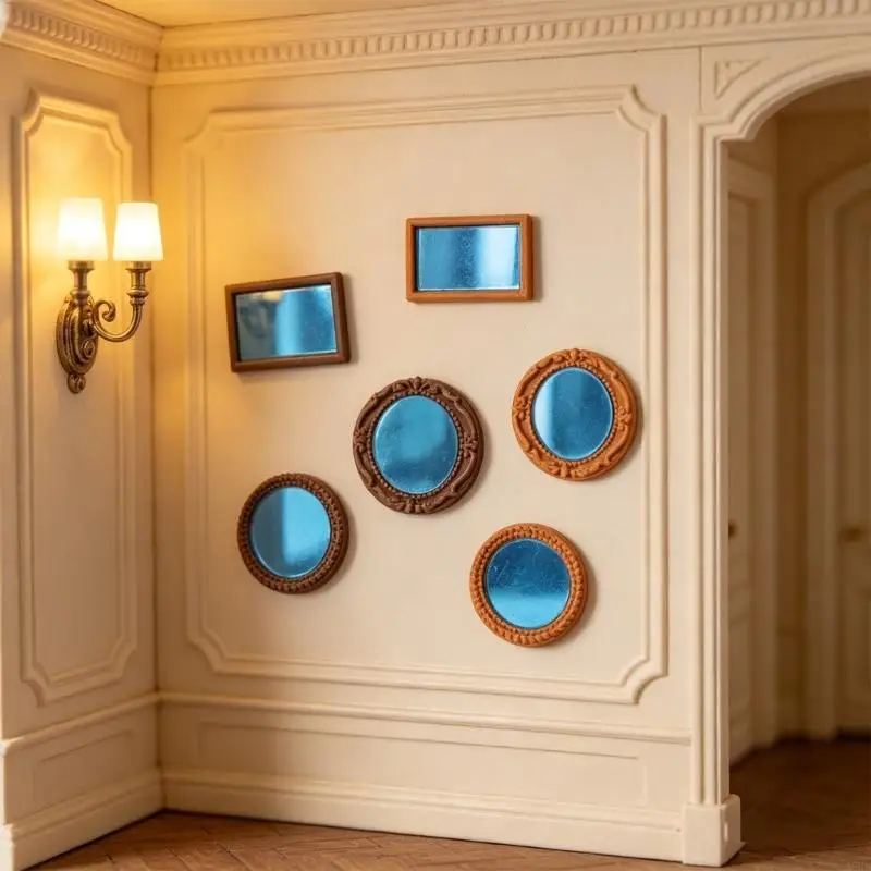 6PCS Doll House Furniture Model Photo Frame Set For Bathroom And Bedroom Decoration 1/12 Scale Scene Display Arrangement A2UB