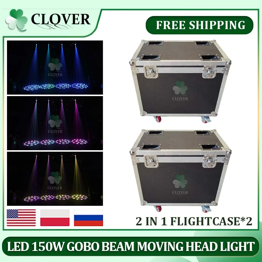 2 Stuks Flightcases Voor Led Moving Head Light 150W Beam + Spot + 18 Roterende Prisma 'S + Regenboogeffect Dj Dmx Stage Lichteffect Lichtschijf