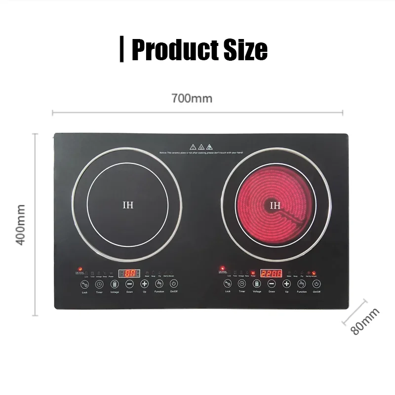 Touch Black Board Embedded 2 in 1 Induction Cooker and Infrared Cooker