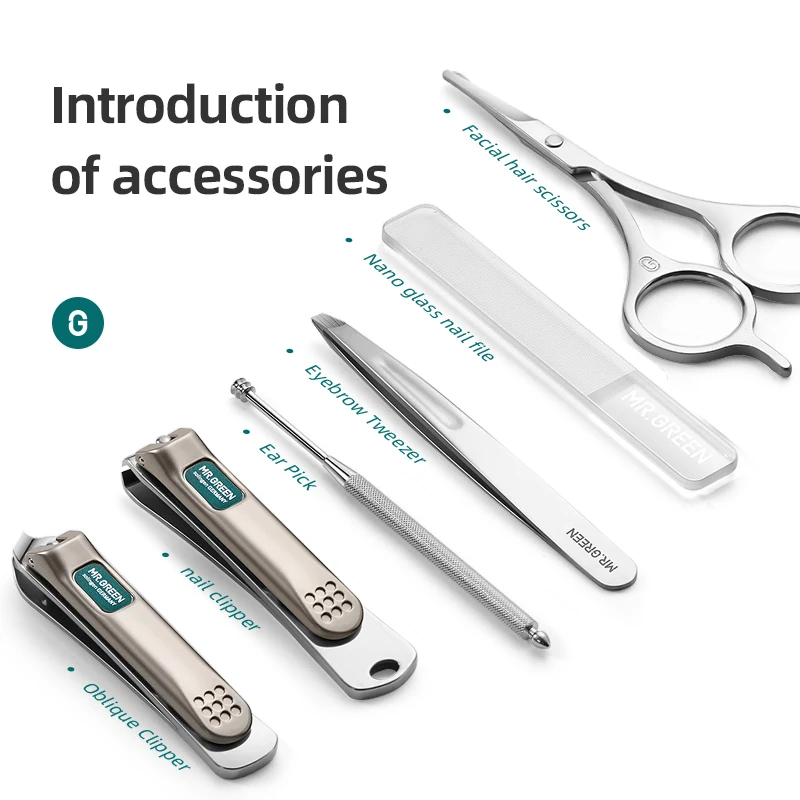 MR.GREEN Kleurrijke manicureset Praktische pedicureset Nagelknipper Persoonlijke verzorging Gereedschap Gezichtshaarschaar met modekoffer
