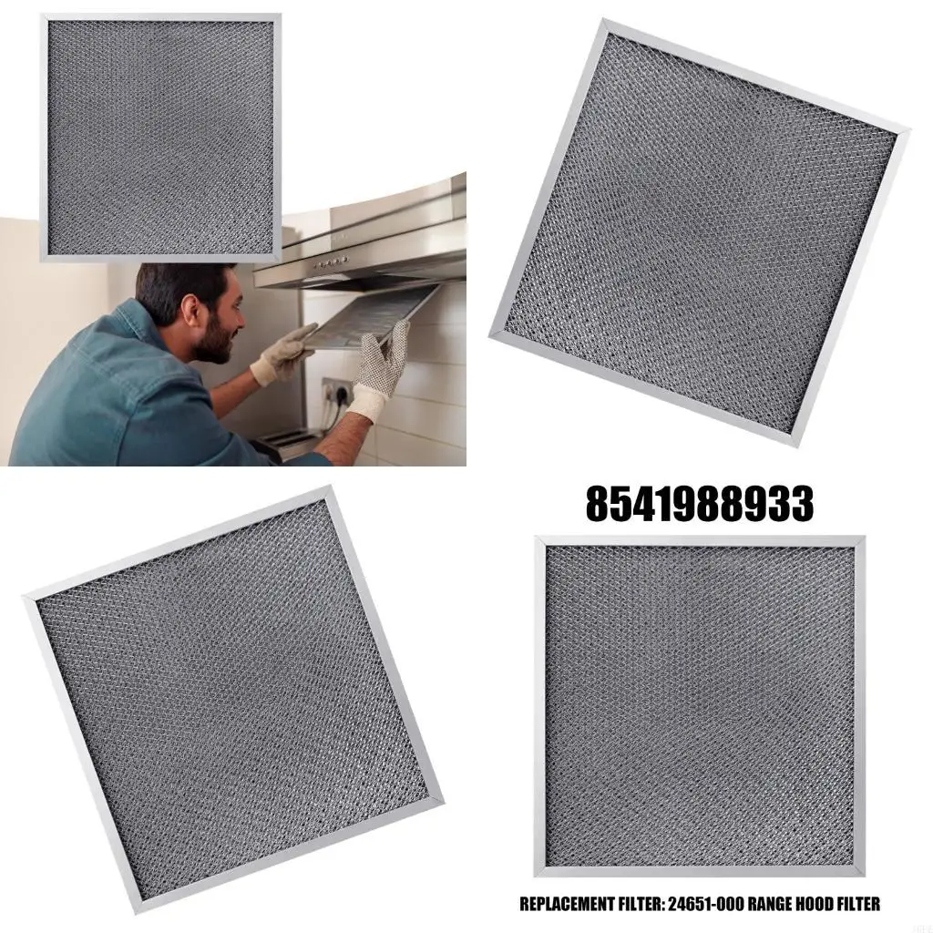 J6PE Kitchen Hood Filter Replacement, Rectangular Framed Grease Filter, Washable Reusable Metal Filter for Routine Cooking