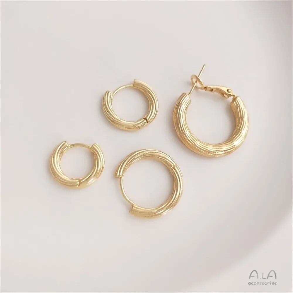 14K 금도금 원형 트위스트 귀걸이 수제 DIY 패션 심플 럭셔리 이어피스 재료 액세서리