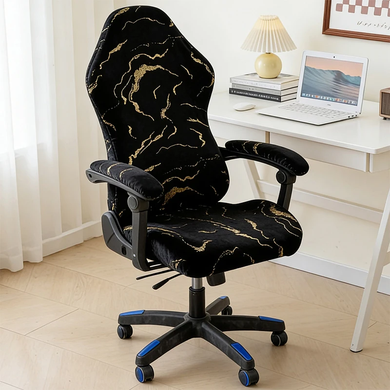 

Marbling Hot Stamping Gaming Chair Cover Rotating Armchair Slipcovers Computer Seat Cover For Home Office Hotel Universal