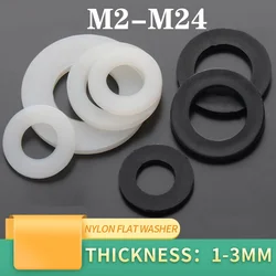 M2 M2.5 M3 M4 M5 M6 M8 M10 M12- M24 Plastic Nylon Flat Washer Plane Spacer Insulation Gasket Ring For Screw 1-3mm
