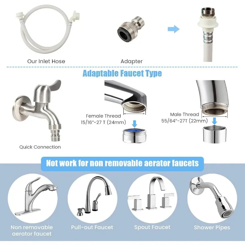 ポータブル洗濯機と脱水機 7.7ポンドの容量 コンパクトな洗濯機、内蔵バレルライト排水ポンプと長いホース付き