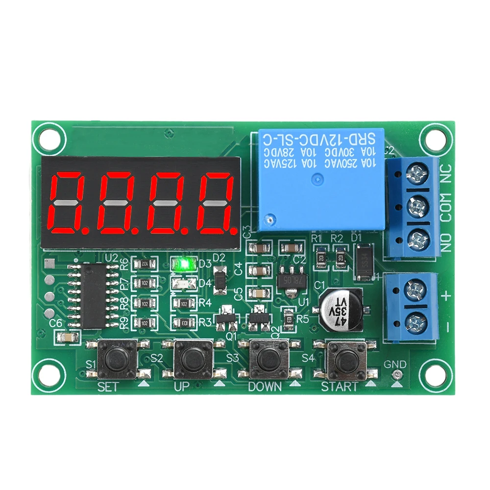 DC12V 24 فولت 10A دورة لا نهائية LED تأخير الوقت الرقمي التتابع الزناد دورة الموقت تأخير التبديل لوحة دوائر كهربائية وحدة التحكم في التوقيت