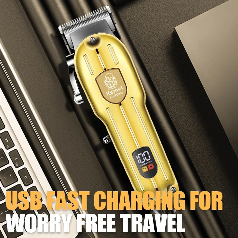 Kemei KM-PG802 مقص الشعر الكهربائية UBS قابلة للشحن اللاسلكي أداة تهذيب اللحية الرجال مقص الشعر الكهربائية القوية التشذيب أداة