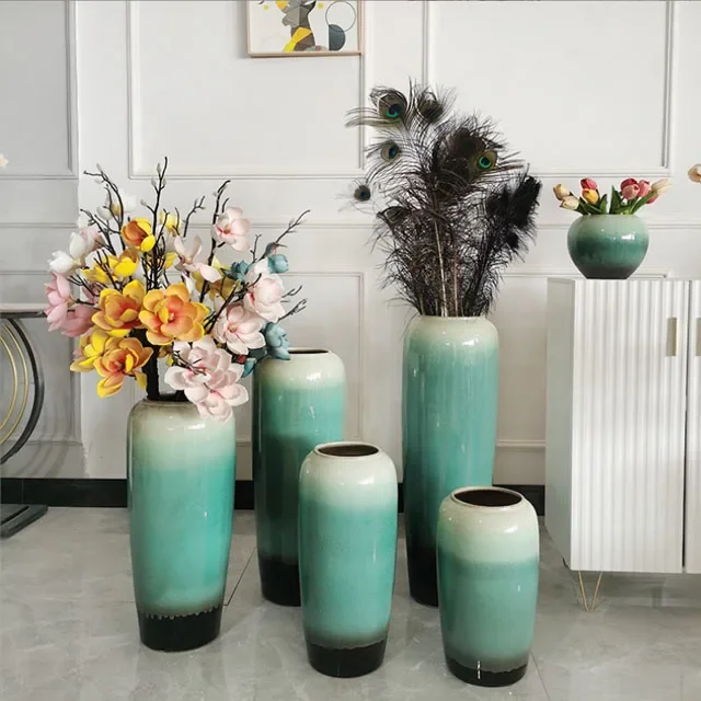2026 Home Decor Modern Large Decorative Standing Tall Floor Vases Big Ceramic Flower Vase for Living Room Garden Yard