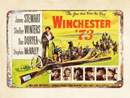 1950 Winchester 73 Barracuda Western movie metal tin sign rustic wall decor sign
