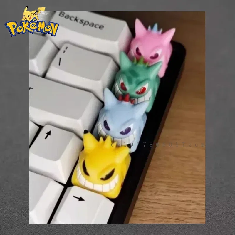 Pokemon anime keycaps rosa gengar diy artesanal personalizado resina keycaps dos desenhos animados teclado mecânico acessórios presentes do feriado