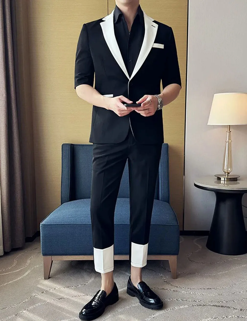 

New Summer Men's Suit 2 Pieces Single Breasted Casual Jacket Pants Customization Fashion High Quality Business Party Wedding Set