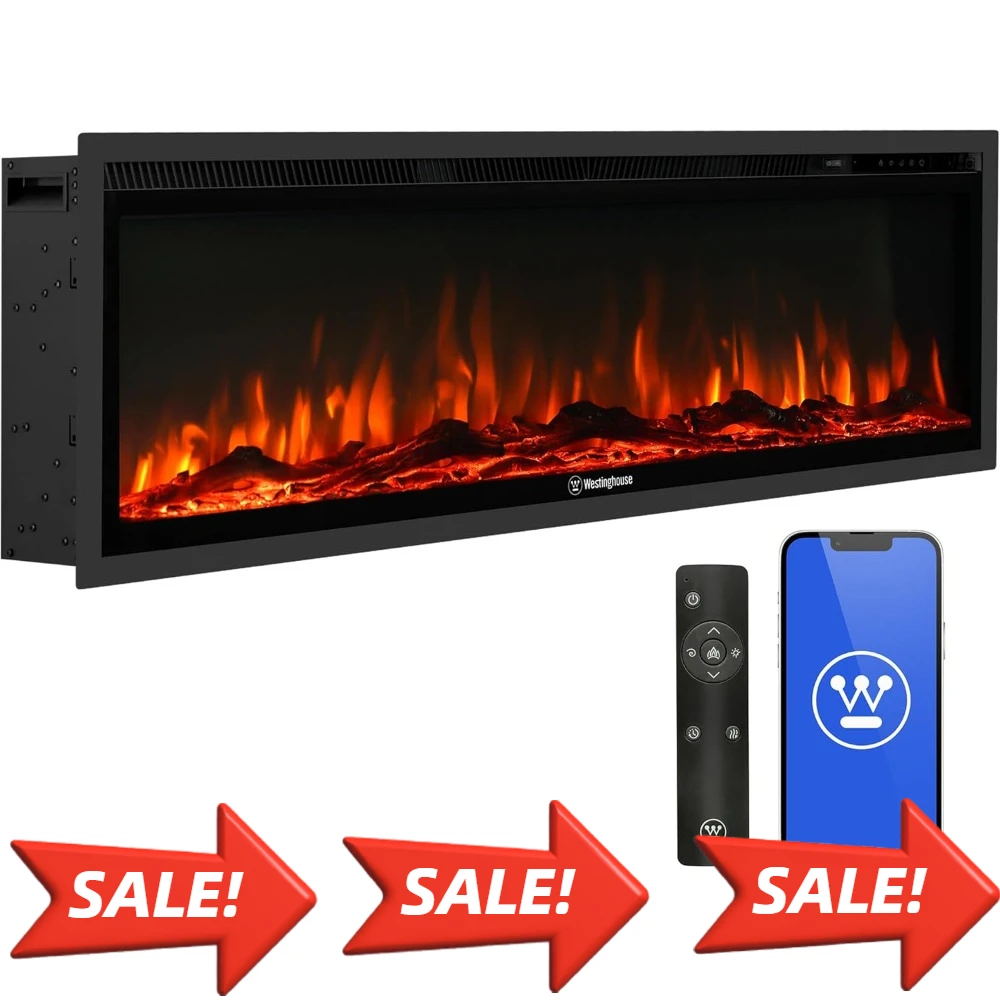 50 Inch Electric Fireplace Heater,Wall Recessed Fireplace Insert, 24 Hour Timer, Color Changing Flames, 750W/1500W Indoor Heater